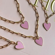 Tarnish Free  - Paper chain necklace with pink heart - Elizabeth Summer