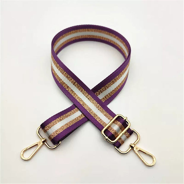 Bag Straps - Gold thread stripe - Purple - Elizabeth Summer