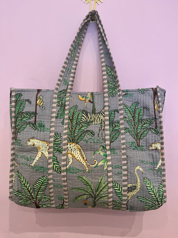 Palm and Leopard Bag - Grey - Elizabeth Summer